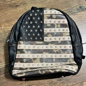 Montana West Black and Brown Backpack with Skull Flag Design